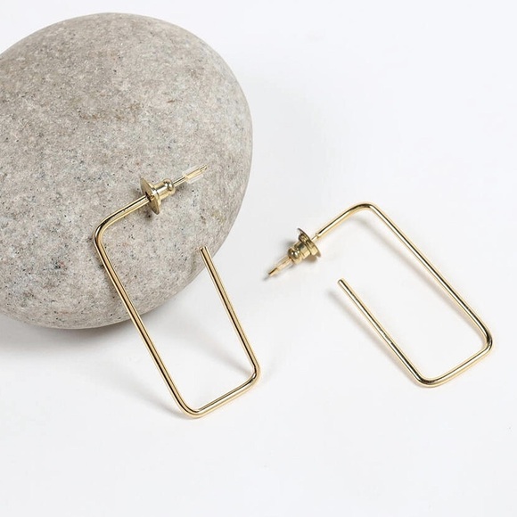 New Gold Recycled Brass Minimalist C Hoop Earrings - Picture 1 of 3